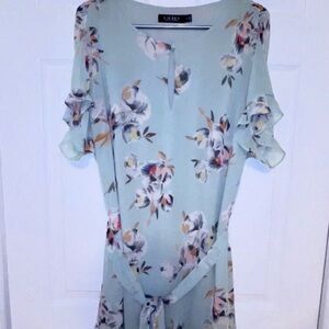 Ralph Lauren Floral Midi Dress in Soft Blue